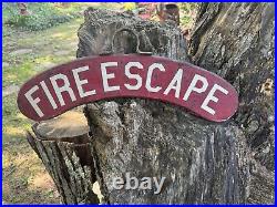 Vintage Fire Escape Sign Wood Hand Painted 1940s Double Side