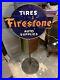 Vintage-Firestone-Tires-And-Auto-Supplies-Porcelain-Lollipop-Sign-Gas-Oil-Nice-01-tlms