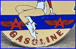 Vintage Flying A Aviation Gasoline Porcelain Sign Motor Oil Gas Station Pump