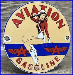 Vintage Flying A Aviation Gasoline Porcelain Sign Motor Oil Gas Station Pump