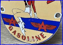 Vintage Flying A Aviation Gasoline Porcelain Sign Motor Oil Gas Station Pump