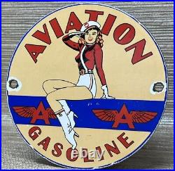 Vintage Flying A Aviation Gasoline Porcelain Sign Motor Oil Gas Station Pump