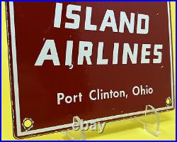Vintage Ford Airplane Porcelain Sign Tri-motor Gas Oil Island Airlines Hangar