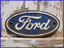 Vintage Ford Sign Cast Iron Automobile Dealer Truck Car Oval Emblem Plaque Gas