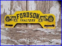Vintage Fordson Tractor Porcelain Sign Farm Topper Oil Gas Pump Station Service