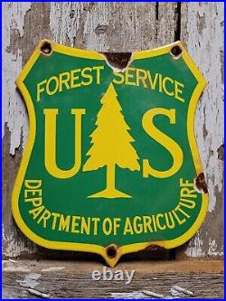 Vintage Forest Service Porcelain Sign Dept Agriculture National Park Smokey Fire
