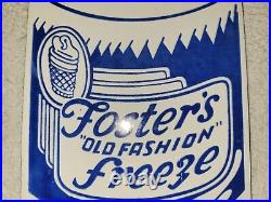 Vintage Foster's Freeze Porcelain Sign Old Fashion Ice Cream Restaurant Gas Oil