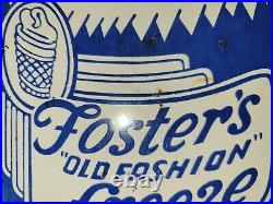 Vintage Foster's Freeze Porcelain Sign Old Fashion Ice Cream Restaurant Gas Oil