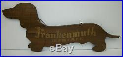 Vintage Frankenmuth Beer Ale Advertising Sign Wooden Dachshund Dog Frankie
