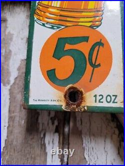 Vintage Franks Orange Nectar Porcelain Sign Beverage Soda Juice Bottled Drink