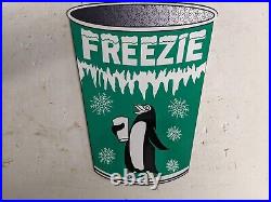 Vintage Freezie Heavy Metal Icee Porcelain Advertising Sign Ice Cream