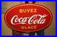 Vintage-French-Canadian-1950-s-Buvez-Coca-Cola-Glace-35-Metal-Sign-WithBrackets-01-zdlg