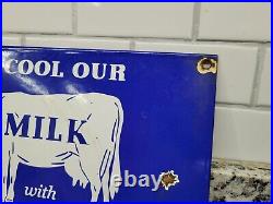 Vintage Frigidaire Porcelain Sign Dairy Farm Milk Cow Cattle Oil Gas Cheese USA