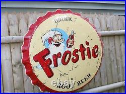 Vintage Frostie Bottle Cap 3 Foot Metal Sign