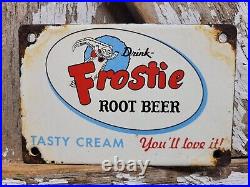 Vintage Frostie Root Beer Porcelain Sign Door Push Cola Soda Beverage Pop Drink