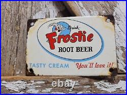 Vintage Frostie Root Beer Porcelain Sign Door Push Cola Soda Beverage Pop Drink