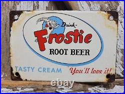 Vintage Frostie Root Beer Porcelain Sign Door Push Cola Soda Beverage Pop Drink