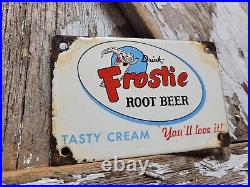 Vintage Frostie Root Beer Porcelain Sign Door Push Cola Soda Beverage Pop Drink