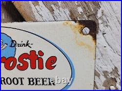 Vintage Frostie Root Beer Porcelain Sign Door Push Cola Soda Beverage Pop Drink