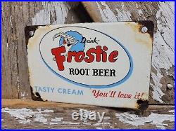 Vintage Frostie Root Beer Porcelain Sign Door Push Cola Soda Beverage Pop Drink