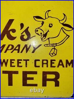 Vintage Funk's Dairy Company Porcelain Sign Livestock Milk Farming Cattle Cream