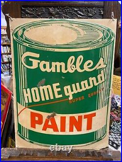 Vintage GAMBLES Store Home Guard Paint Can Sign 24 x 18