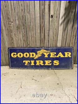 Vintage GOODYEAR TIRES Porcelain GAS OIL STATION DEALER Advertising SIGN