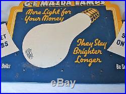 Vintage General Electric GE Mazda Lamp Metal Advertising Sign Store Display Bulb