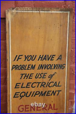 Vintage General Electric GE wood sign electrical equipment fans telephones etc