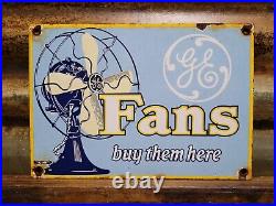 Vintage General Electric Porcelain Sign Fan Dealer Gas Oil Appliance Service