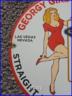 Vintage Georgy Girl Tire Service Porcelain Enamel Gas Station Sign Goodyear