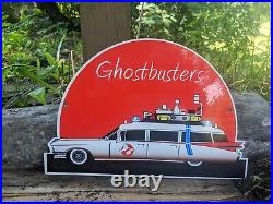 Vintage Ghostbuster Porcelain Heavy Metal Die-cut Sign Movie 12 X 8