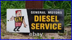 Vintage Gm General Motors Porcelain Sign Rare Gas Oil Service Station Pump Ad