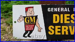 Vintage Gm General Motors Porcelain Sign Rare Gas Oil Service Station Pump Ad