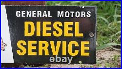 Vintage Gm General Motors Porcelain Sign Rare Gas Oil Service Station Pump Ad