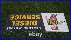 Vintage Gm General Motors Porcelain Sign Rare Gas Oil Service Station Pump Ad