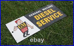 Vintage Gm General Motors Porcelain Sign Rare Gas Oil Service Station Pump Ad