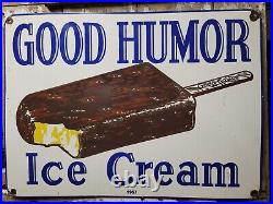 Vintage Good Humor Porcelain Sign 30 Old 1957 Ice Cream Parlor Dairy Food Store