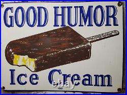 Vintage Good Humor Porcelain Sign 30 Old 1957 Ice Cream Parlor Dairy Food Store