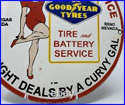 Vintage Goodyear Tire Service Porcelain Sign Dealership Gas Station Pump Plate