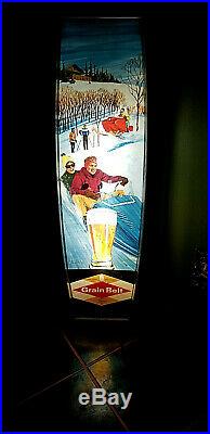 Vintage Grain Belt Beer Brewery Vertical Snowmobile Light Sign Cabin Decor 36in