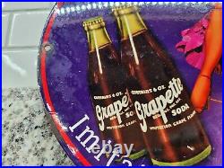 Vintage Grapette Porcelain Soda Sign Gas Drink Beverage Advertising Retail Cola