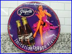 Vintage Grapette Porcelain Soda Sign Gas Drink Beverage Advertising Retail Cola