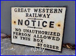 Vintage Great Western Railway Sign Gas Cast Iron Train Track Conductor Notice