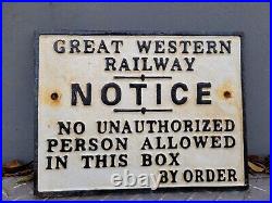 Vintage Great Western Railway Sign Gas Cast Iron Train Track Conductor Notice