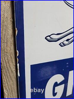 Vintage Greyhound Porcelain Sign Old 1959 Bus Transportation Transit 30 2sided Vintage Greyhound Porcelain Sign Old 1959 Bus Transportation Transit 30 2sided