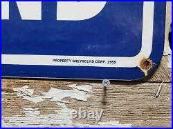 Vintage Greyhound Porcelain Sign Old 1959 Bus Transportation Transit 30 2sided Vintage Greyhound Porcelain Sign Old 1959 Bus Transportation Transit 30 2sided