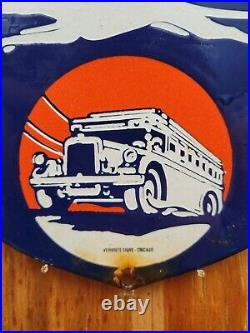 Vintage Greyhound Porcelain Sign Transportation Atlantic Bus Ticket Veribrite