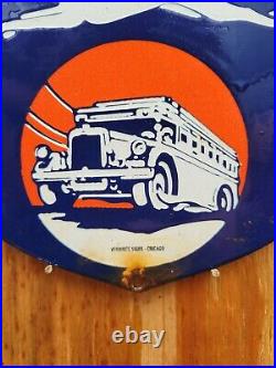 Vintage Greyhound Porcelain Sign Transportation Atlantic Bus Ticket Veribrite