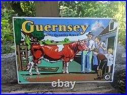 Vintage Guernseybread Heavy Porcelain Metal Farm Sign 12 X 8